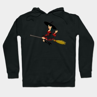 Halloween Witch On Flying Broom Hoodie